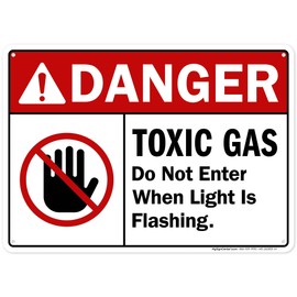 Danger Toxic Gas Do Not Enter When Light Is Flashing With Prohibited Symbol Sign, 10x14 Inches, Rust Free .040 Aluminum, Fade Resistant, Made in USA by My Sign Center