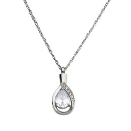 Lillian Rose Tear Drop Sympathy Memorial Necklace Jewelry, 1.2, Silver