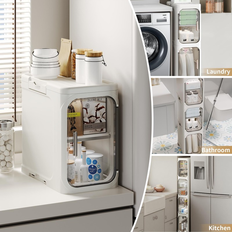 Lifelongpal 4-Tier Tall Narrow Storage Cabinet, Slim Bathroom Storage Cabinet