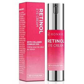 RONKIE- Crema para ojos con retinol para ojeras: crema antiarrugas para ojos con ácido hialurónico - Reduce las ojeras