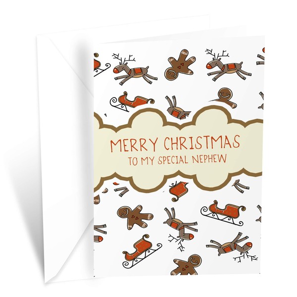 Christmas Card For Nephew | Made in America | Eco-Friendly | Thick Card Stock with Premium Envelope 5in x 7.75in | Packaged in Protective Mailer | Prime Greetings