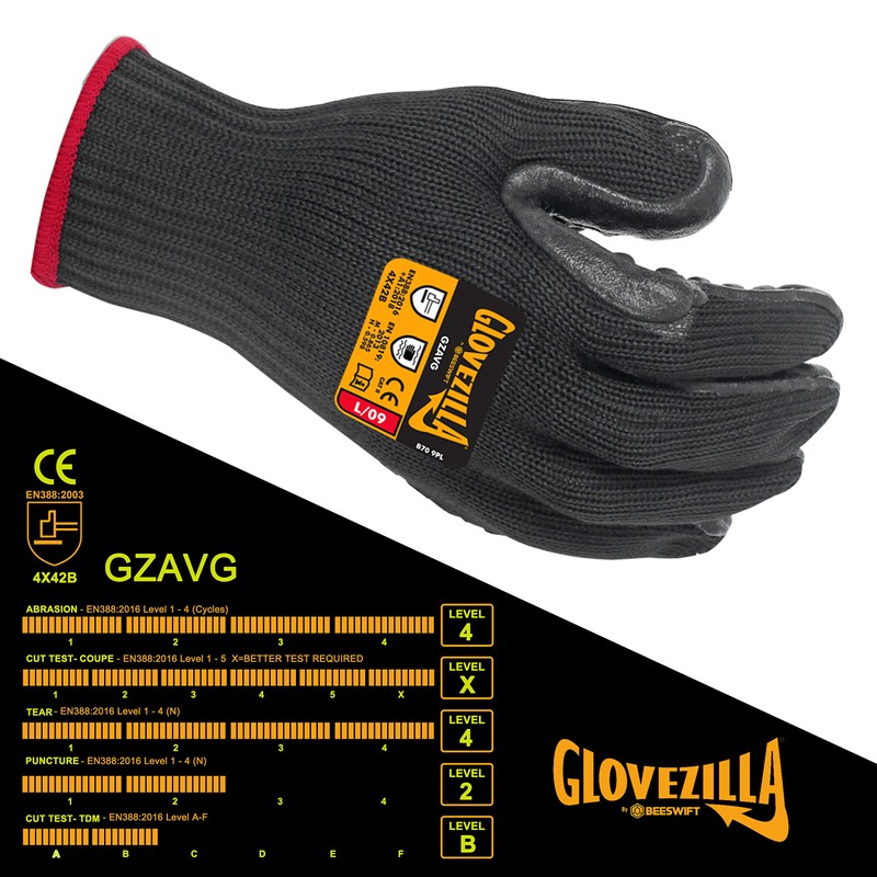 GLOVEZILLA ANTI-VIBRATION GLOVE BLACK XL