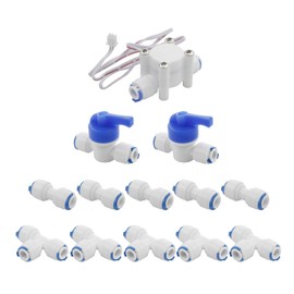 Pxyelec DC 24V 1/4 inch Quick Connect Ball Valve Water Purifier Control Switch G1/4 Inner Wire, Quick Connect Water Purifiers Tube Fittings for RO Water Reverse Osmosis System(Pack of 13)