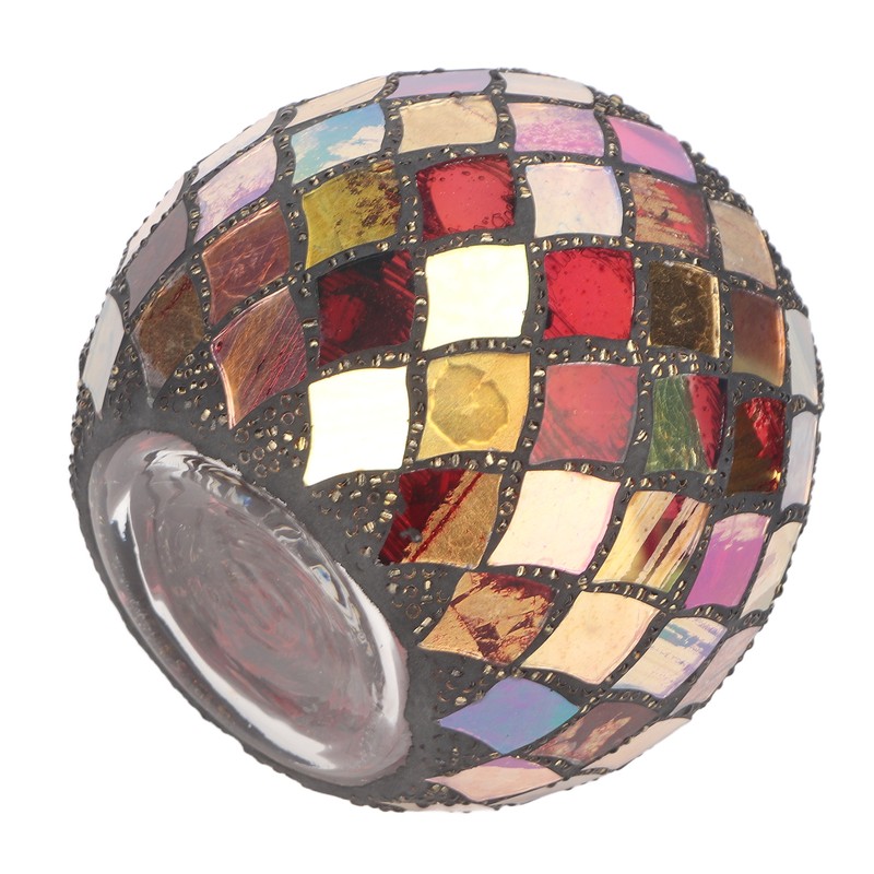 Mosaic Glass Tea Light Holder Romantic Decorative Red Handmade Cracked