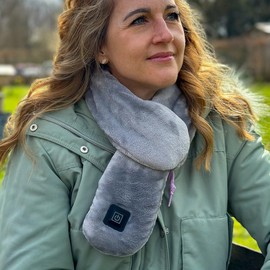 Well Being Grey Heated Travel Scarf - Soft Touch USB Powered Three Heat Levels