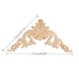 MUXSAM 4pcs Carved Corner Applique Onlay Furniture Home Door Decal Oak Applique Small Rubber Wood 12 * 12 * 17 * 0.8cm