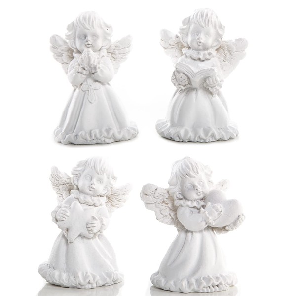 Logbuch-Verlag 4 Angel Figurines Small White 5 cm Guardian Angel