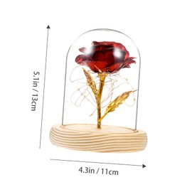 ABOOFAN Gold Foil Rose Adornment Glass Dome Small Red Rose Decoration for Home and Office Unique Birthday Mothers Day Valentines Day Retro Style Household Ornament