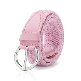 Monopa Boys Braided Belt - Stretch Golf Kids Belt for Girls Elastic Toddler Belt with Round Buckle(Pink,90cm)