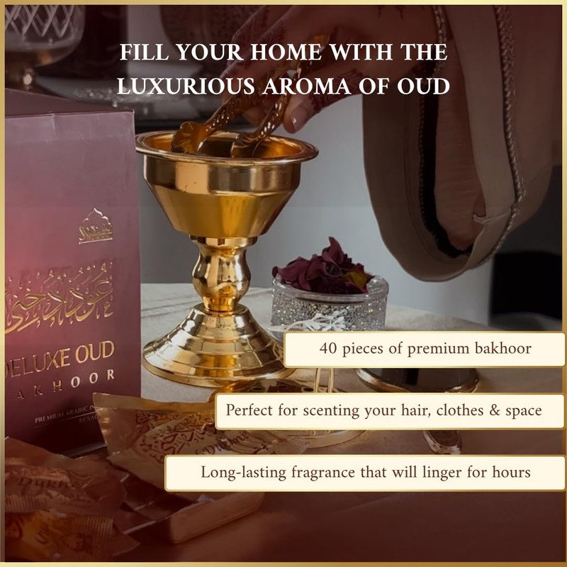 Dukhni Deluxe Oud Bakhoor | 40pc Luxurious Agarwood Incense |