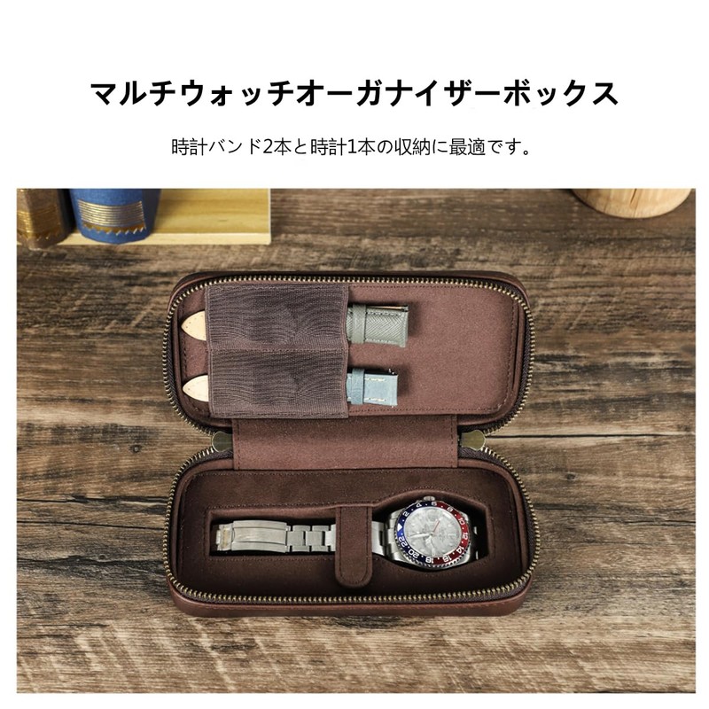 Contact's family Single Genuine Leather Single Watch Organizer Strap Case