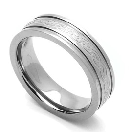 DoubleAccent 6MM Comfort Fit Titanium Wedding Band Celtic Knot Grooved Ring (Size 7 to 14) Size 14