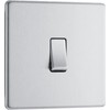 BG Electrical fbs12 Screwless Flat Plate Single Light Switch, Brushed