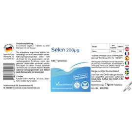 Selen 200μg aus Selenhefe - 180 Tabletten - hochdosiert - vegan - bioverfügbare Supplements aus Deutschland | Vitamintrend