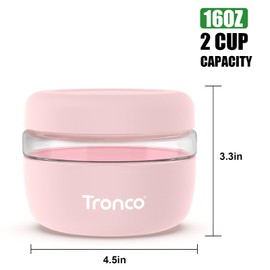 Tronco 16 oz Glass Food Storage Containers with Lids, Airtight, Leak & Spill Proof Glass Lunch Bowls for Meal Prep, Salad, Yogurt, Soup & Stew, Microwave & Dishwasher Safe, BPA-Free, Set of 1