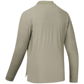 Lightbare Men’s Performance Polo Shirt Moisture Wicking Quick Dry Tactical Pique Shirts Hiking Fishing Golf UPF 50 Khaki