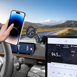 YIXKTUKEKE Car Phone Holder for Ford Mustang Mach-E 2021-2025 Accessories 15.5-inch Screen，Car Mount，[Strongest Magnets] 360° Rotation [Adjustable Extended Arm]，Compatible with All Cell Phones