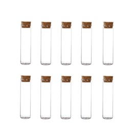 10PCS Empty Glass Clear Test Tube Message Bottles Vials Jars Packing Container with Wood Cork Stoppers for Scientific Experiments Tea Powder Liquid Storage Dispenser(60ml-30mm x 120mm)
