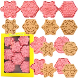 Crethinkaty Snowflake Cookie Cutters Set, 8pcs Plastic Snowflake Cookie Cutter- Snowflake Cookie Cutters for Kitchen Baking
