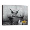 Highland Cow Wall Art Black and White Canvas Print Farmhouse