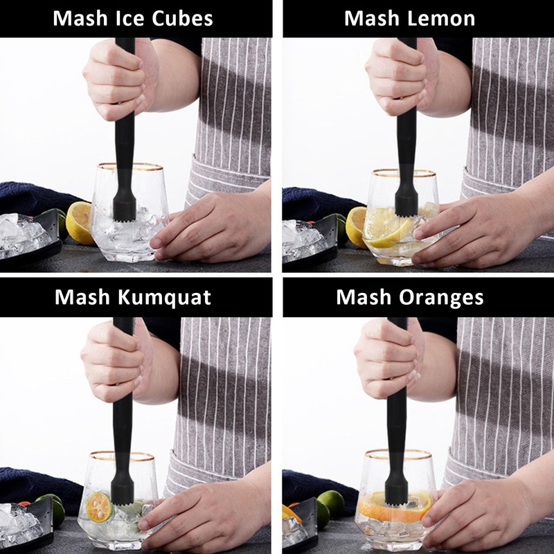 FIBOUND 2 Stück Eiszerkleinerer, Krautstampfer Crusher, Kunststoff Cocktail-Stößel, Mojito Stampfer,
