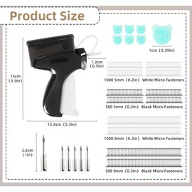 Stitchy Quick Clothing Fixer, ilauke Stitch Gun for Clothes Micro Hand Held Sewing Machine with Case Mini Instant Stitch Tool with 5 Needles,1000 Black and 2000 White 5 & 8mm Micro Fasteners