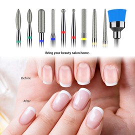 MelodySusie Diamond Cuticle Nail Drill Bits Set 10pcs, 3/32''(2.35mm) Professional Efile Nail Bit Fine Grit for Acrylic Gel Nails Prep, Nail Art Tools for Manicure Pedicure Home Salon Use