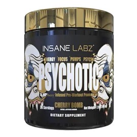 Suplemento en polvo Insane Labz Cafena de Psychotic Gold sabor bomba de cereza x 203g                                                                 