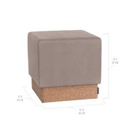 Seville Classics Cushioned Fabric Ottoman Hidden Storage Chest Footrest Chair, Padded Seat for Bedroom, Dorm, Loft, Living Room, Entryway, Hallway, Cork/Taupe, 15" Cube