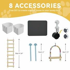 STILLCOVE Big Flight Bird Cage, Black Parakeet Cages with Rolling Stand & Wheels, Wide Birdcage for Parrots Cockatiels Conure Budgie Canary Finch Lovebird