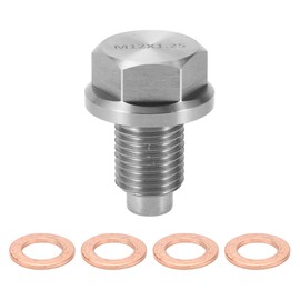 A ABSOPRO Oil Drain Plug Anti Leakage Oil Pan Drain Bolt Screw Thread Repair Stainless Steel Silver Tone 1 Set M12x1.25