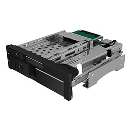 ICY BOX IB-173SSK 2-Way Mobile Rack for 1x 2.5 Inch and 1x 3.5 Inch Hard Drives (SATA/SAS) in 5.25 Inch Bay, SATA III (6 Gbit/s), for HDD/SSD, Strapless, Aluminium,