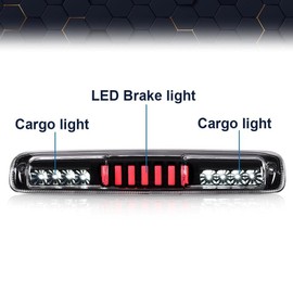 PIT66 LED 3rd Brake Light, Compatible With Chevy Silverado 99-07/Fit GMC Sierra 1500 2500HD 3500 99-07 High Mount Stop Parking Light I Type Third Brake Cargo Lamps Black Housing Clear Lens