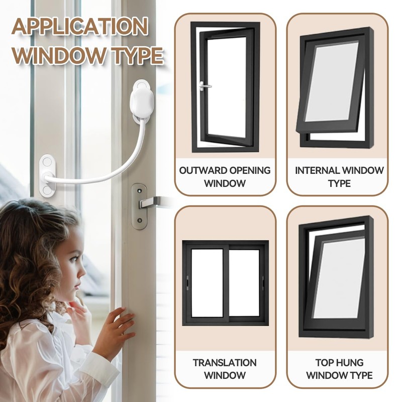 Bwintech Pack of 5 White Keyless Window Restrictor, UPVC Window