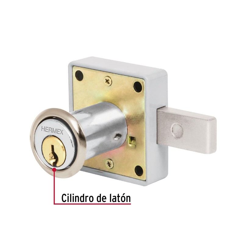 Hermex CM-25C, Cerradura para mueble con cilindro de 36mm, acción