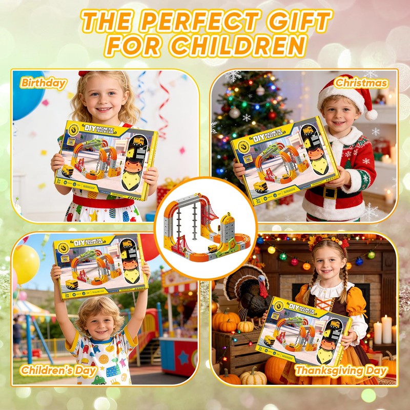 Electric Train Set for Kids, 117PCS Flexible 3D Cube Track
