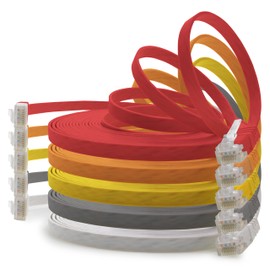 1aTTack.de 0,5m - 5 Farben (01) - Cat.6 Flaches Netzwerkkabel Cat6 Flachkabel Ultra Flach Cat.6 Patchkabel 1000 Mbit/s Gigabit LAN (RJ45) Flach Slim Micro