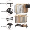 Sywhitta Double Rod Clothing Garment Rack, Rolling Coat Hanger with