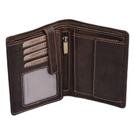 LEAS Kombibörse mit Riegel und Geschenkbox im Vintage-Stil in Echt-Leder, braun