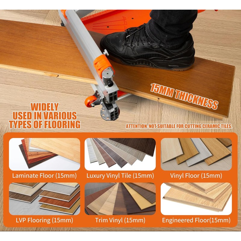 13" Pro.Floor Cutter-No Dust,No Noise,No Electricity. Multi-Angle Cuts for Laminate,Vinyl,Wood