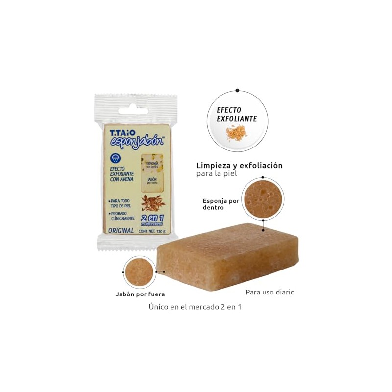 Jabón Corporal con Esponja Integrada 2 en 1, Exfoliación Suave,