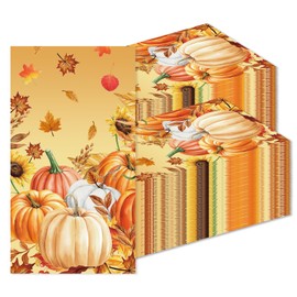100 Pcs Fall Paper Napkins Disposable Thanksgiving Guest Dinner Napkins Bathroom Paper Hand Towels Autumn Maple Leaf Pumpkin Decorative For Party Birthday,4.3 X 7.9 Inch