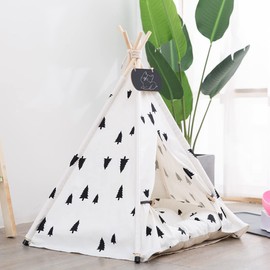 Mooipet Pet Teepee Tent for Dogs & Cats Dog Bed with Thick Cushion Puppies Play House Removable and Washable