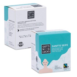 Göttin des Glücks Gentle Soap 2 x 80 g – All-In-One Universal Soap for Body and Hands of All Skin Types – with Fairtrade Olive Oil – Vegan Natural Cosmetics – Zero Waste