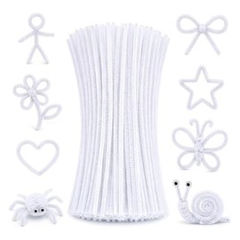 100 Piezas de Limpiapipas, Limpia pipas para Manualidades, Tallos de Chenilla Flexibles de 30cm, Alambre de Felpilla Moldeable para Proyectos Escolares, Flores de Bricolaje y Decoración (BLANCO)