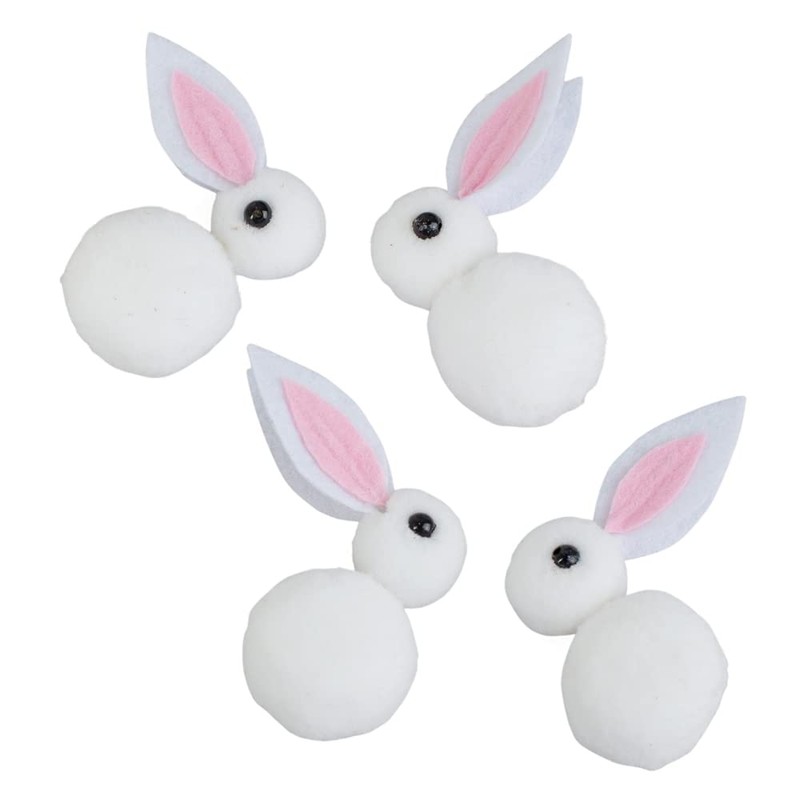 Group of 24 White Pom Pom Easter Bunnies by Factory