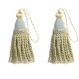 HedongHexi 2 Pack Braided Tassel 24cm/ 9 Inch Key Tassel with Loops, Handmade Twisted Tassel Craft, DIY Accessories for Home Decoration