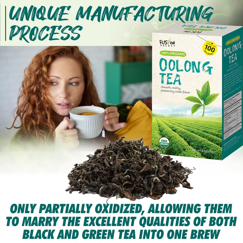 Fusion Select Organic Oolong Tea Bags - Smooth, Mildly Sweet
