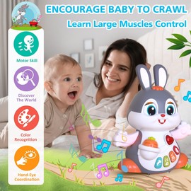 MOONTOY Baby Crawling Toys 6 to 12 Months,Bunny Musical Toy Gifts Infant Toys for 6 7 8 9 10 12 Months,Baby Learning Toy with Light & Sound Toy for 1 +Year Old Boy Girl,Toddler Interactive Toys Gift
