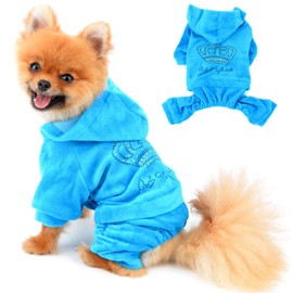 Pegasus SELMAI Hoodies for Dogs, Sports Outfits, Costumes for Small Dogs, Clothing, Soft Velvet Winter Jackets, Winter Coats for Pets, Puppies, Chihuahua, Walking, Training, Outdoor, Blue, L